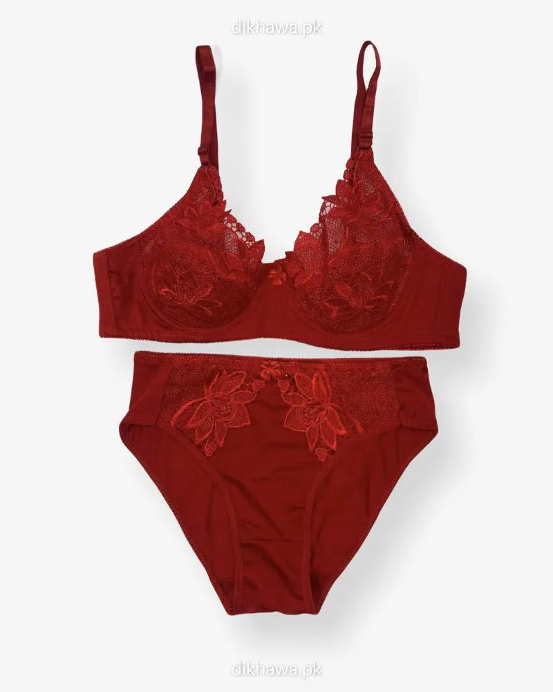 Red Bridal Bra Panty Sets - Non Psdded Underwired Bra Panty Set 2020