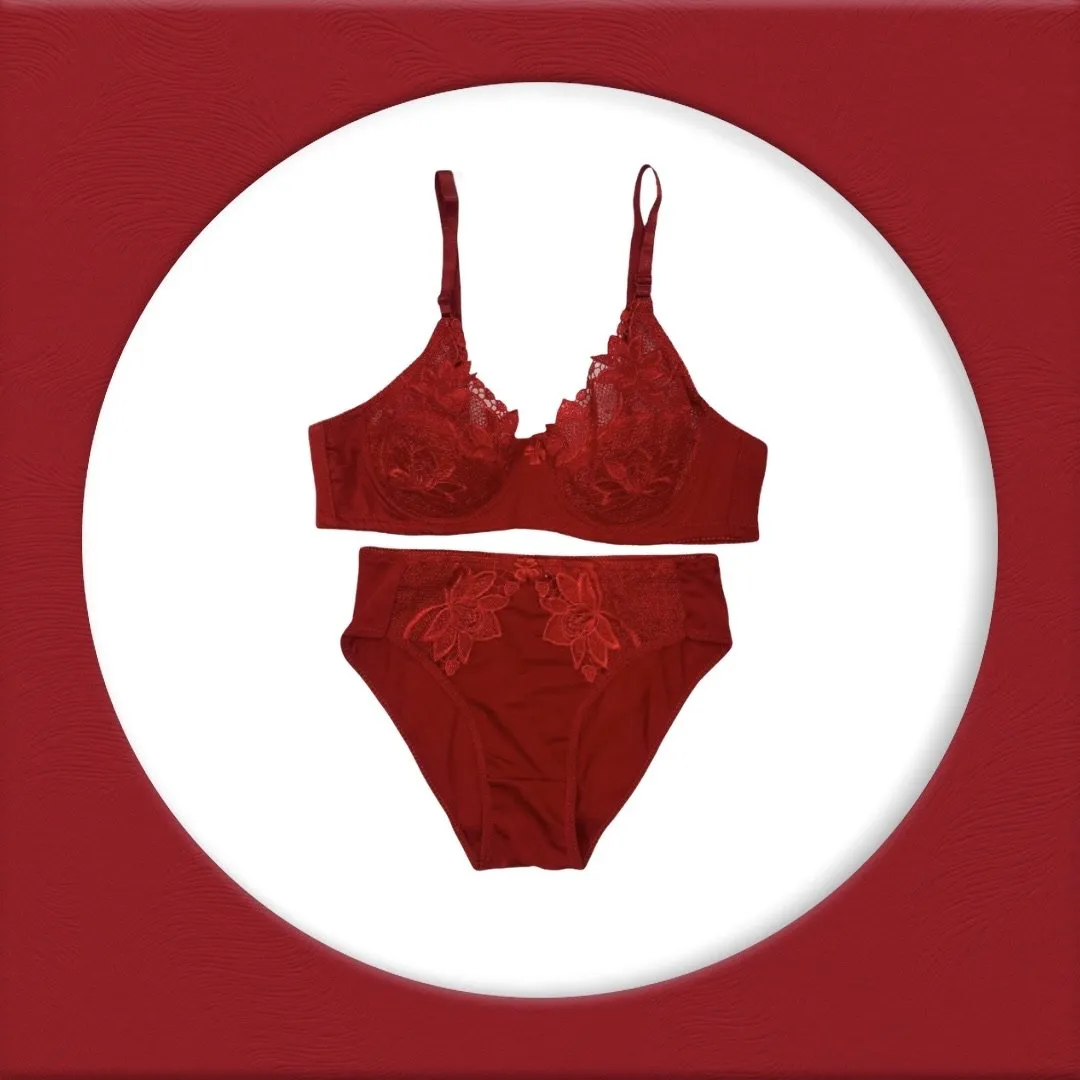 Red Bridal Bra Panty Sets - Non Psdded Underwired Bra Panty Set 2020
