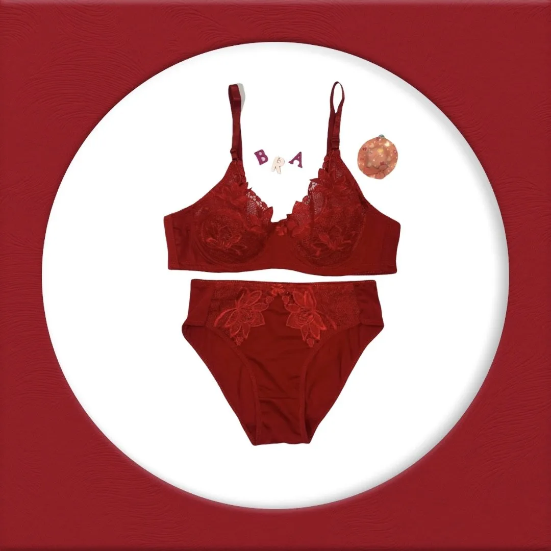 Red Bridal Bra Panty Sets - Non Psdded Underwired Bra Panty Set 2020