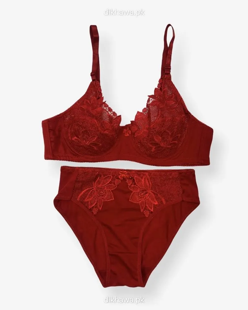 Red Bridal Bra Panty Sets - Non Psdded Underwired Bra Panty Set 2020