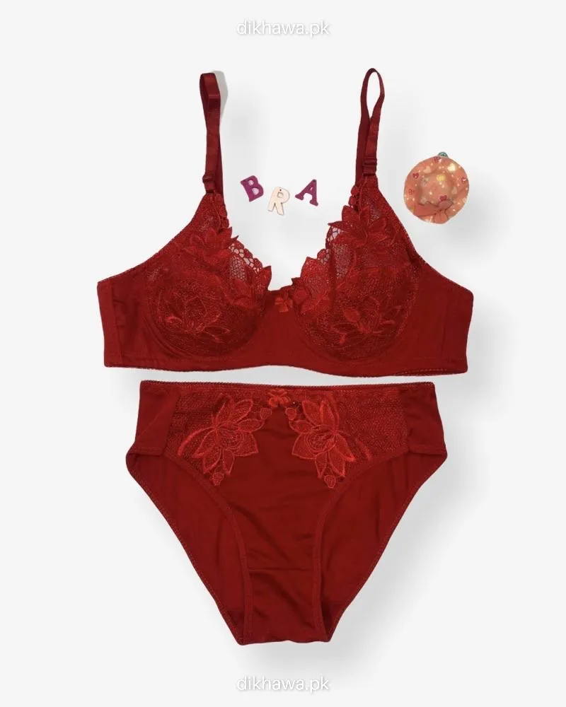 Red Bridal Bra Panty Sets - Non Psdded Underwired Bra Panty Set 2020