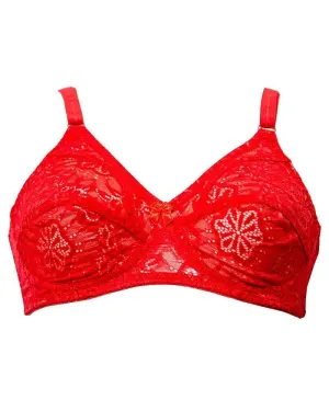 Red Net Comfort Bra - Non Padded,Non Wired Bra - D.F Dream
