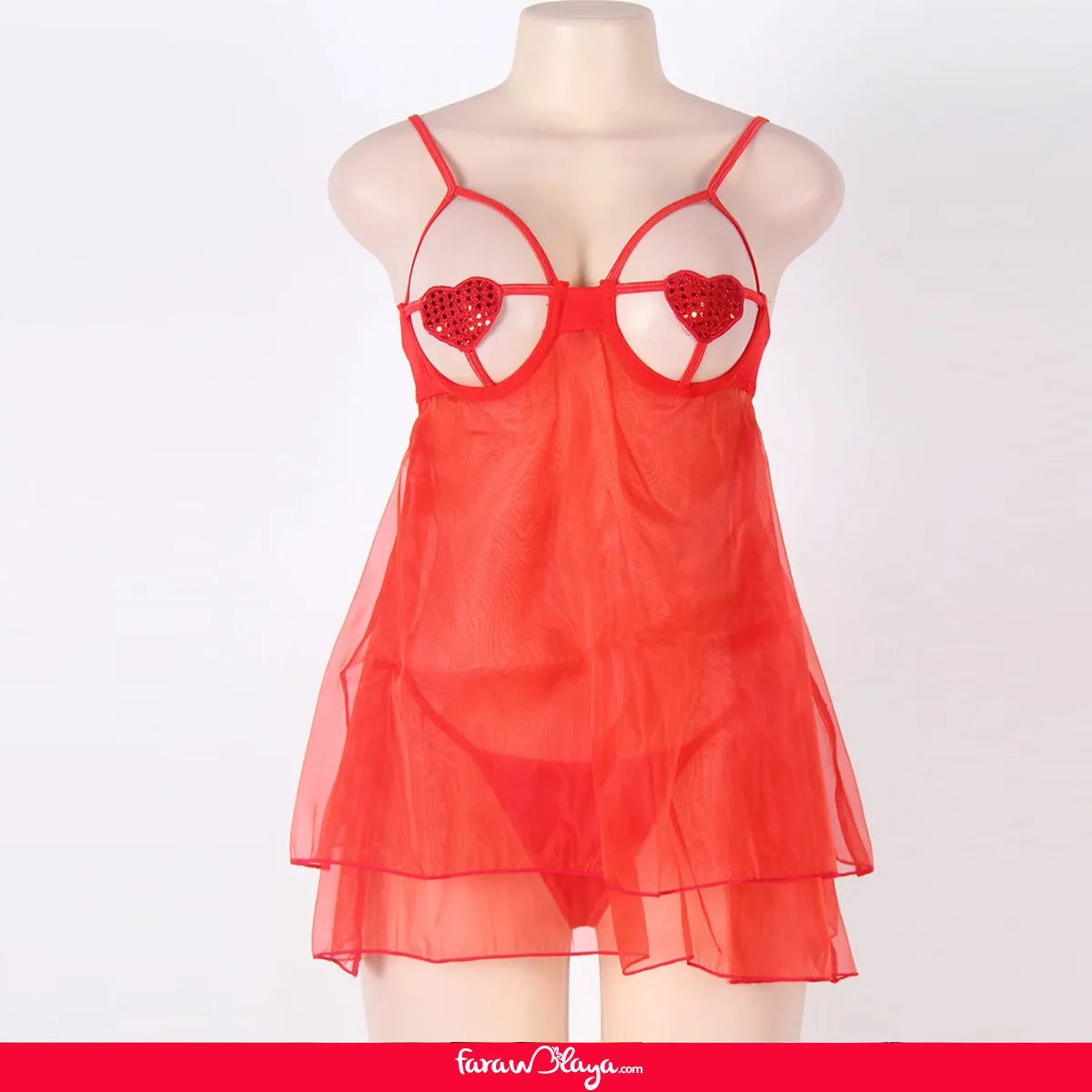 Red Open Bra Sexy Heart Attack Babydoll Egypt