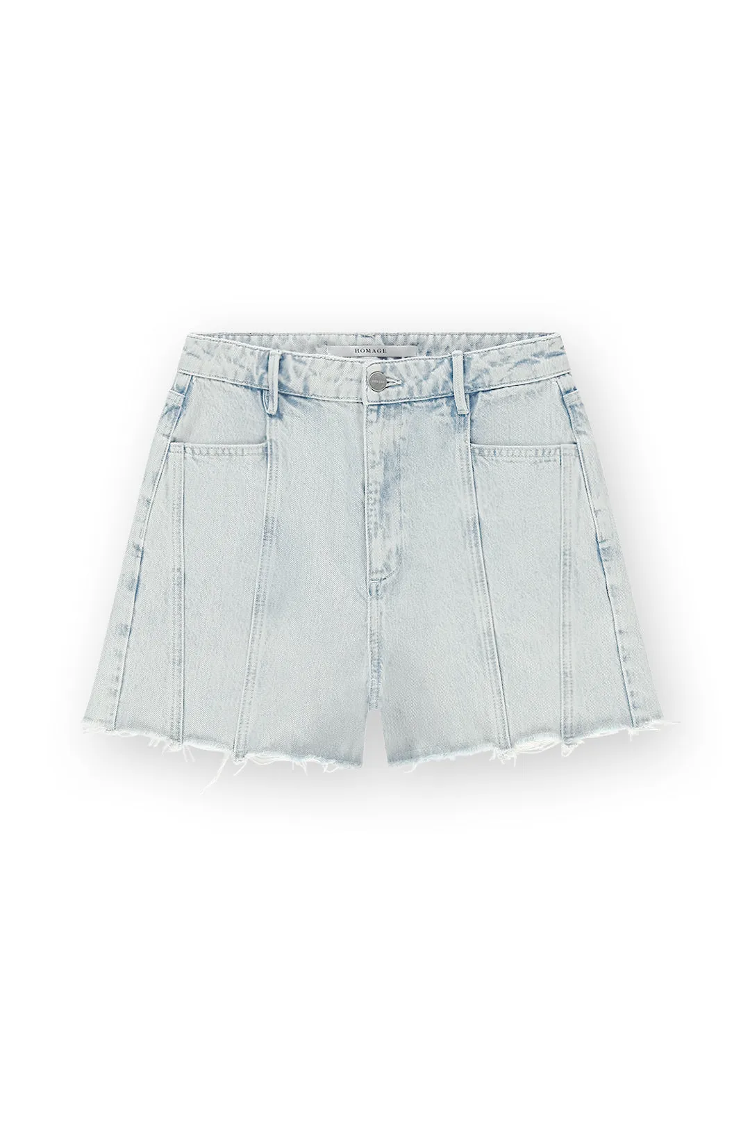 Relaxed Denim Shorts With Seams