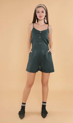 RHETT Spaghetti-Strap Romper (Emerald)