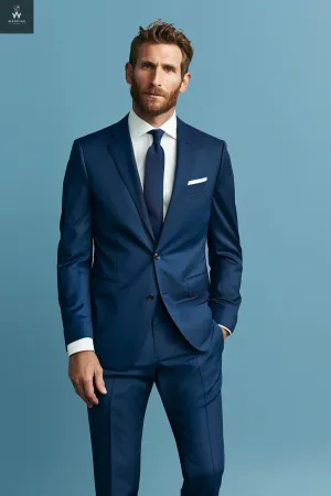 Rich Blue Two-Piece Suit for Men - Custom Made Bespoke Wedding Suit, Tailored Wedding Attire
