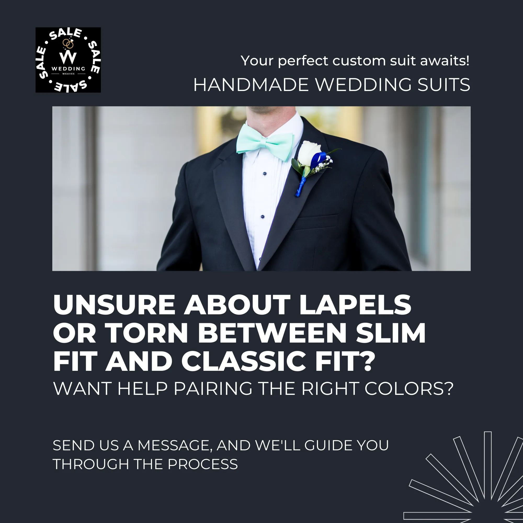 Rich Blue Two-Piece Suit for Men - Custom Made Bespoke Wedding Suit, Tailored Wedding Attire
