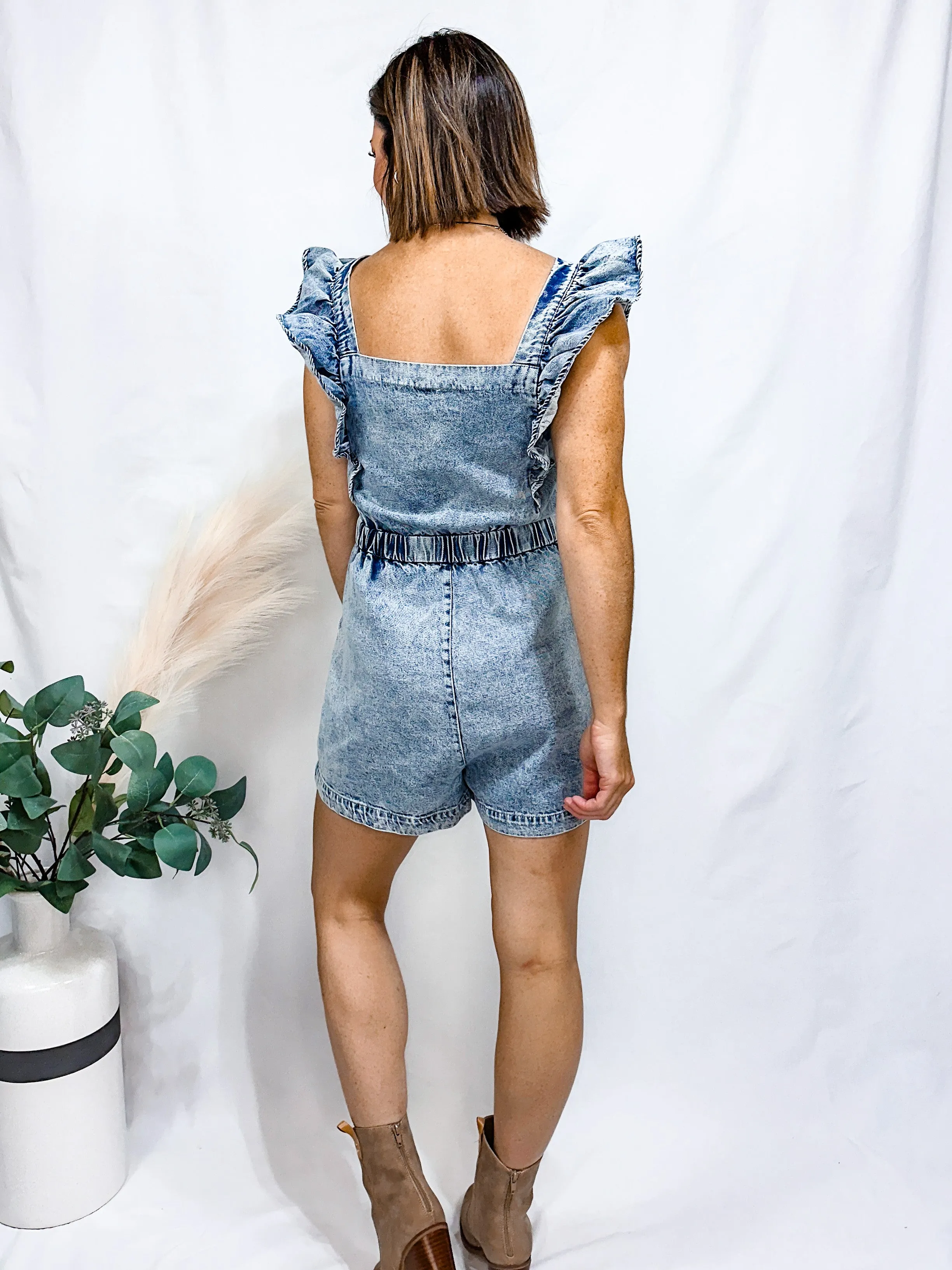 Ruffle Denim Romper