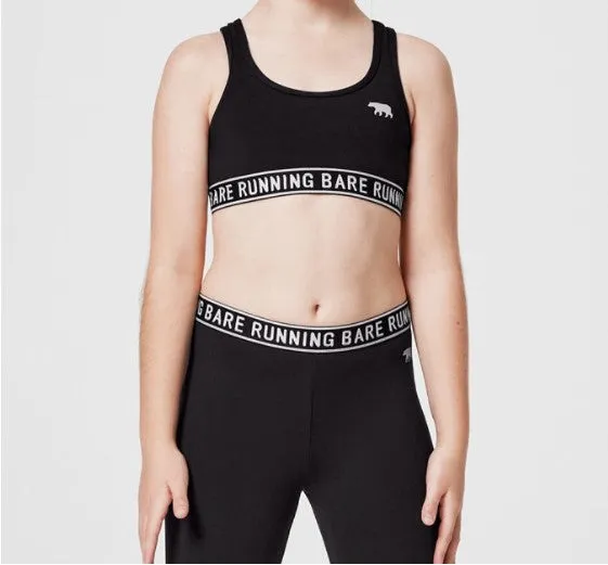 Running Bare Girls (Kids) Workout Sports Bra - Black