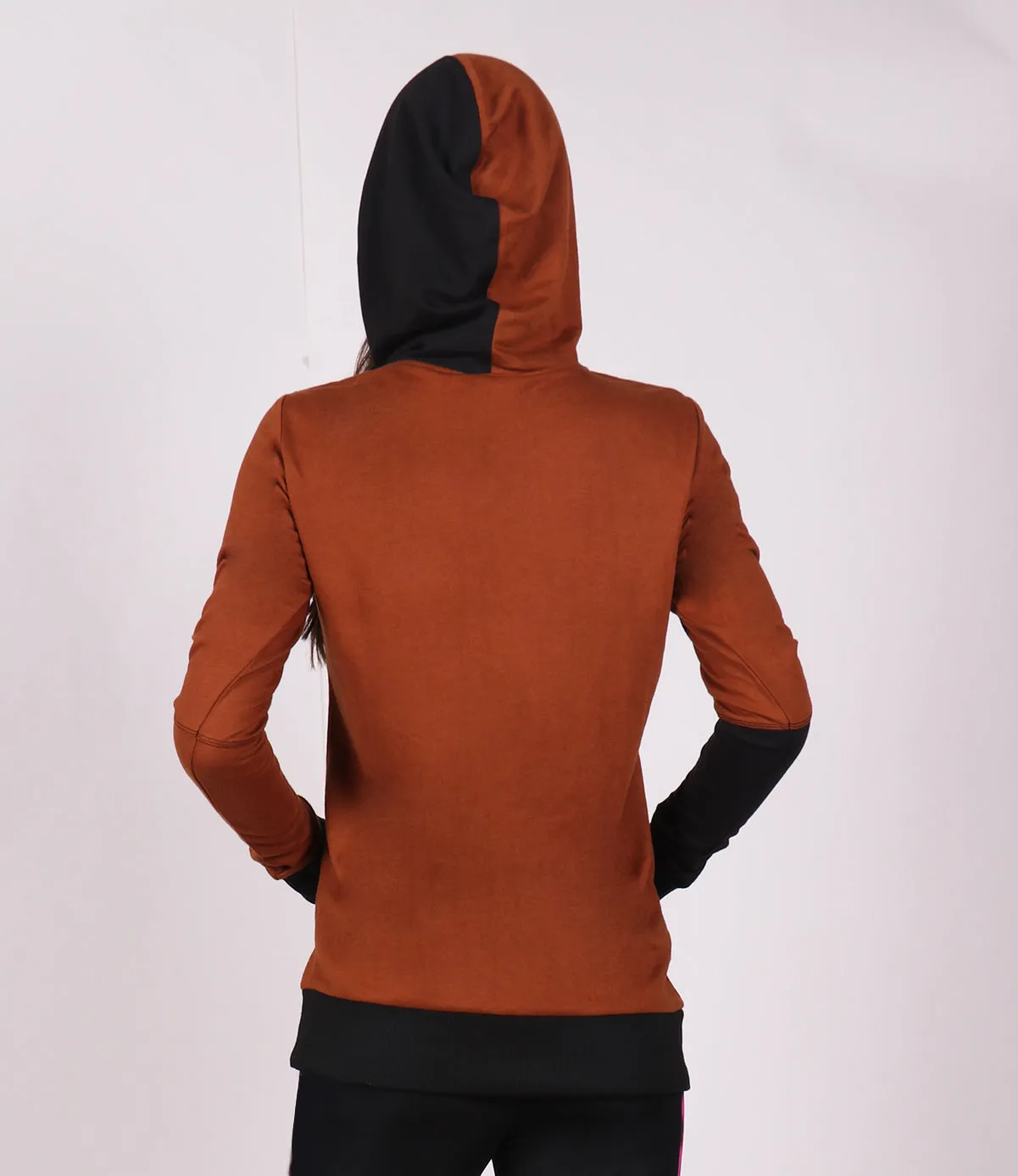 Rustic Brown Black Long Hoodie
