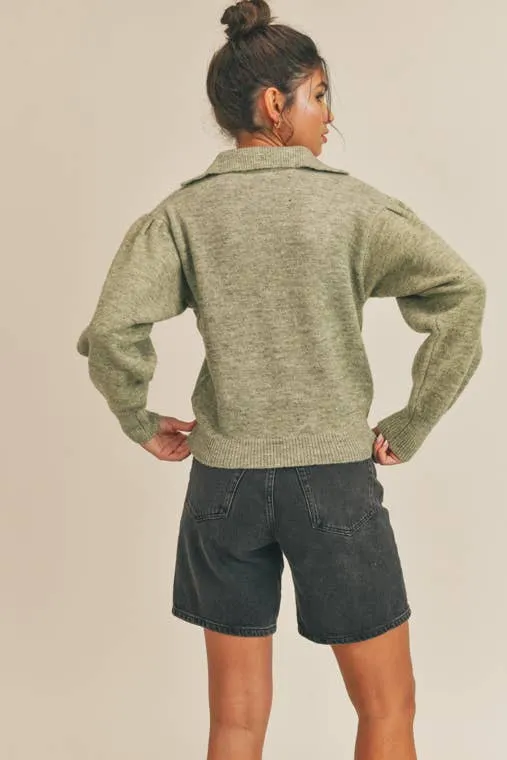 Sage Secrets Collared Sweater
