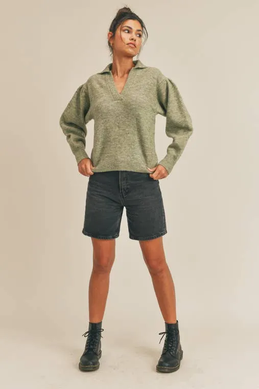 Sage Secrets Collared Sweater