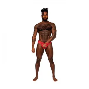 Sassy Lace Open Ring Thong - Red -
