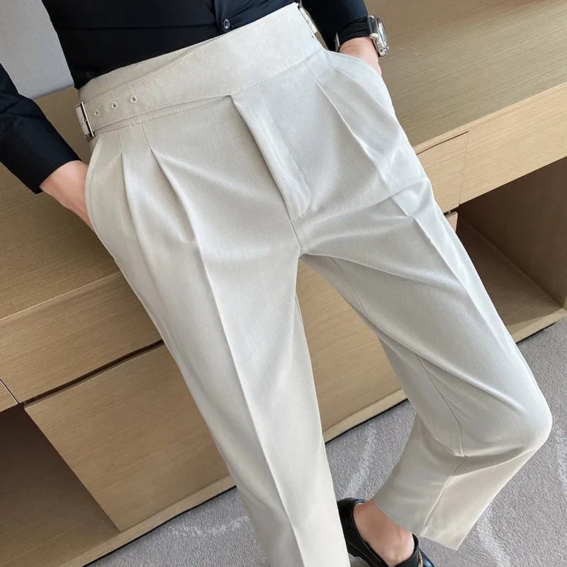Savile Row High-Waist Pleated Trousers