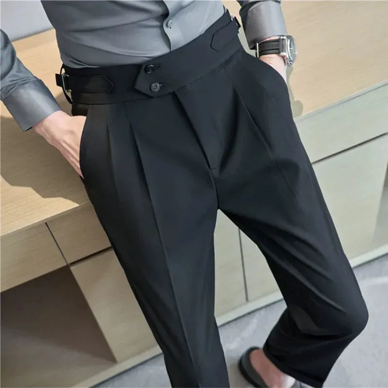 Savile Row High-Waist Pleated Trousers
