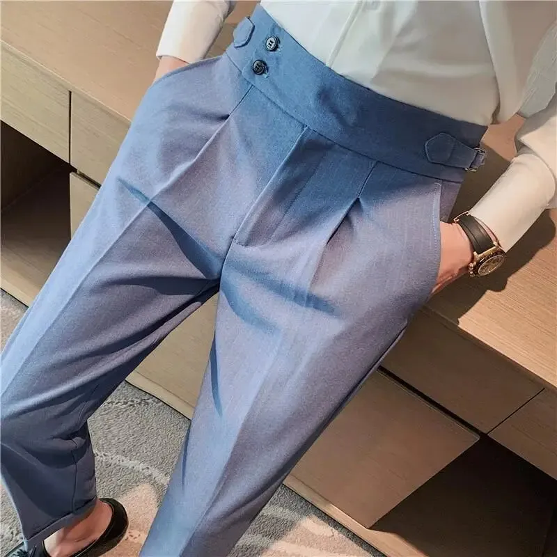 Savile Row High-Waist Pleated Trousers