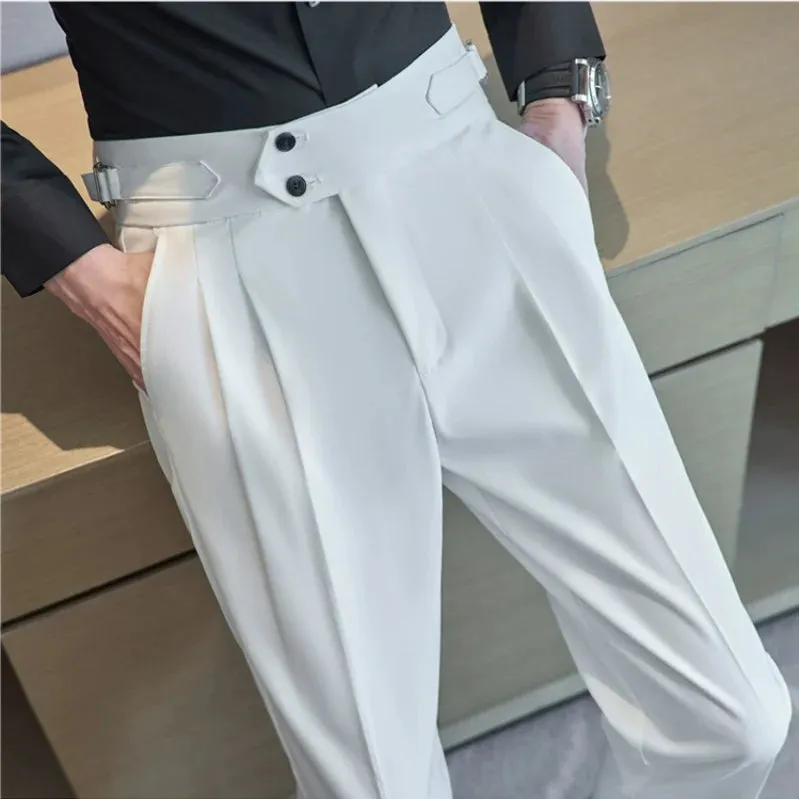 Savile Row High-Waist Pleated Trousers