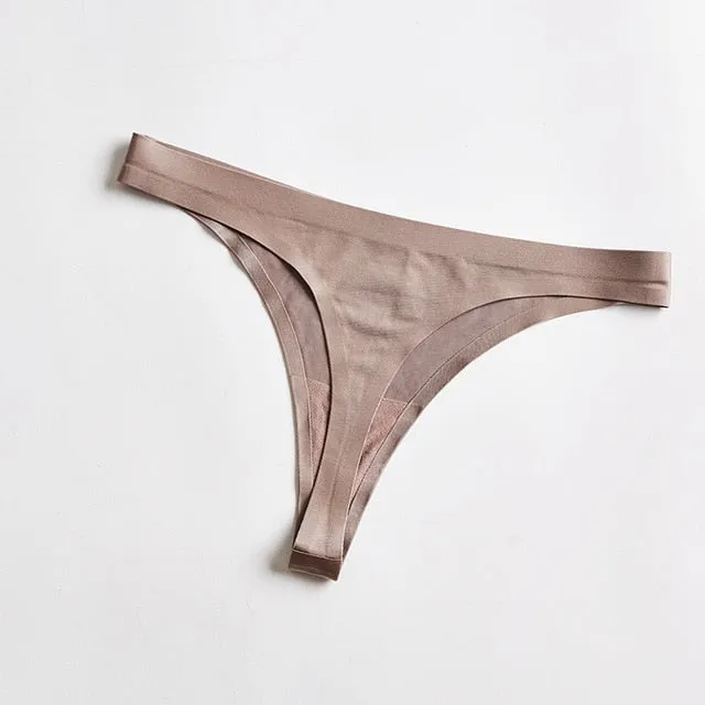 Seamless Panties Women Briefs Nylon Ultra-thin G-string Thongs Low Rise Lingerie Ice Silk Briefs Lady Underwear Plus Size
