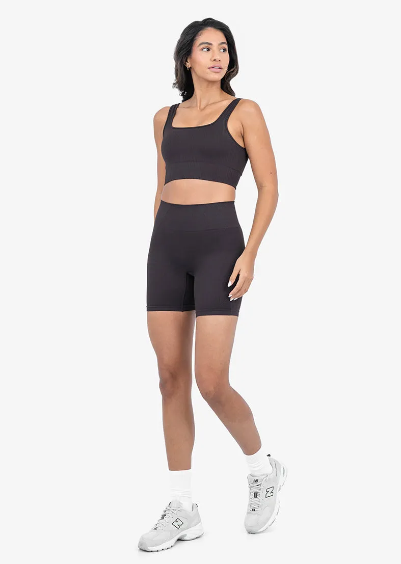 Seamless Rib Bra Dark Cocoa