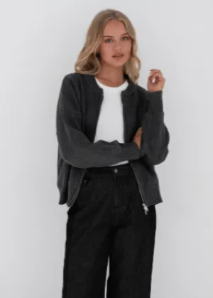 Serenade Zip Up Jumper Charcoal