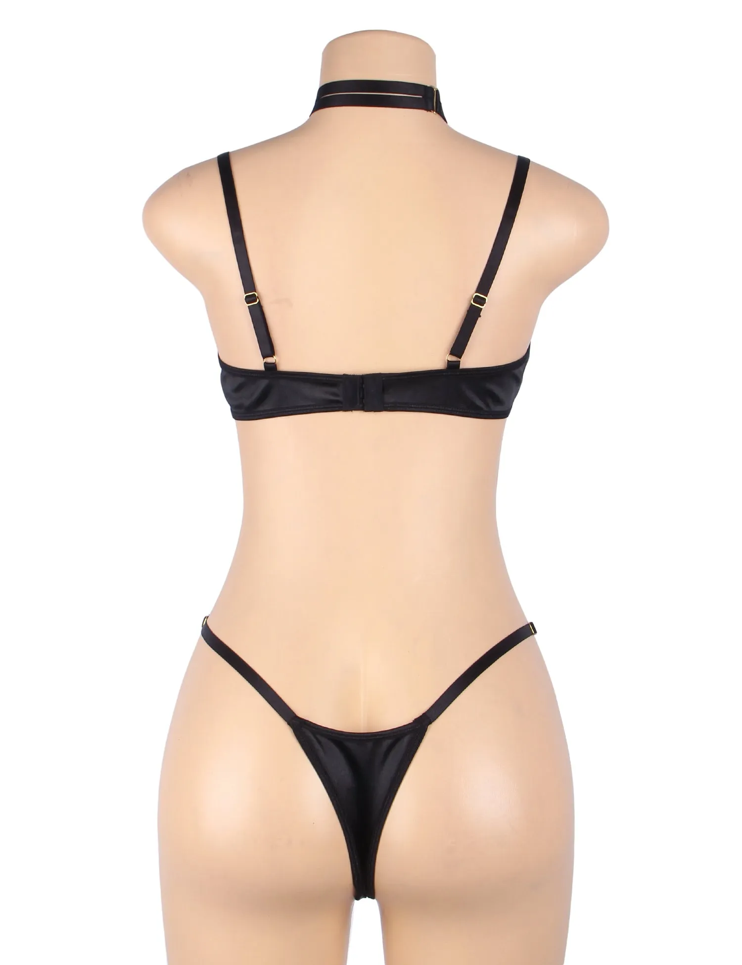 Sexy Egypt Velvet Hollow Cut Halter Bra Set