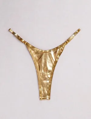 Sexy Gold Wet Look PU Thong