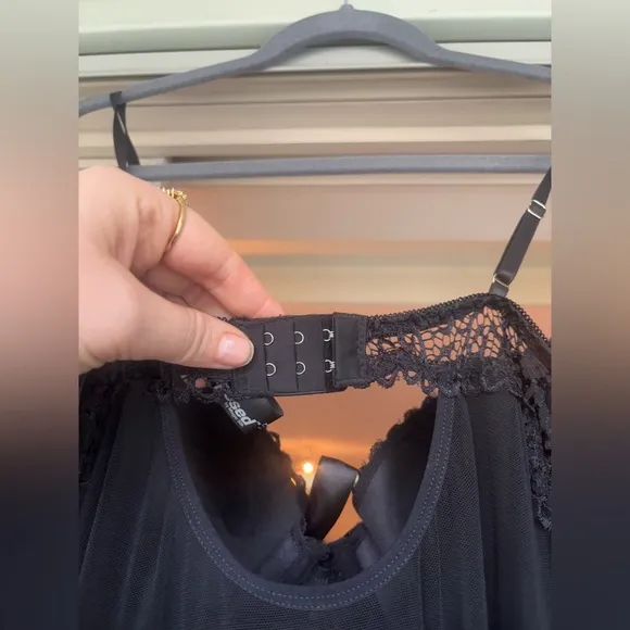 SEXY Gorgeous Lacy Sheer Black Long Lingerie Intimate Exposed by Magic Silk L