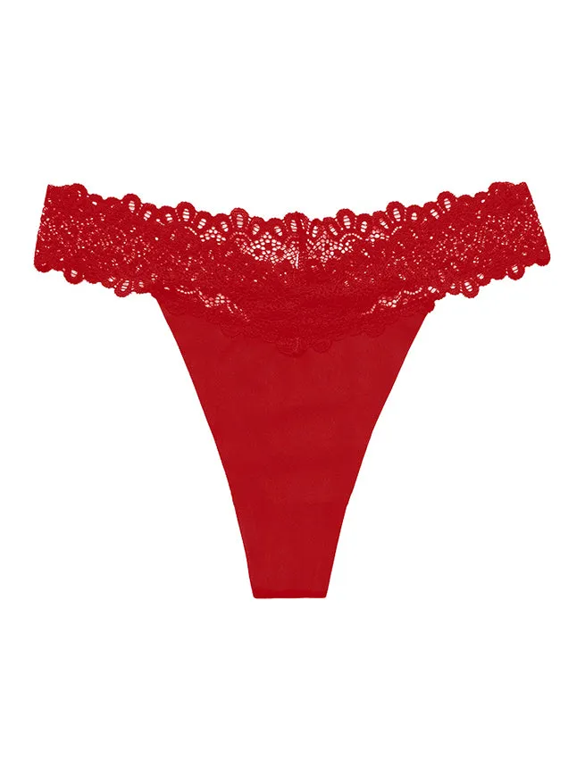 Sexy Lace Stitching Ice Silk Seamless Women Underwear