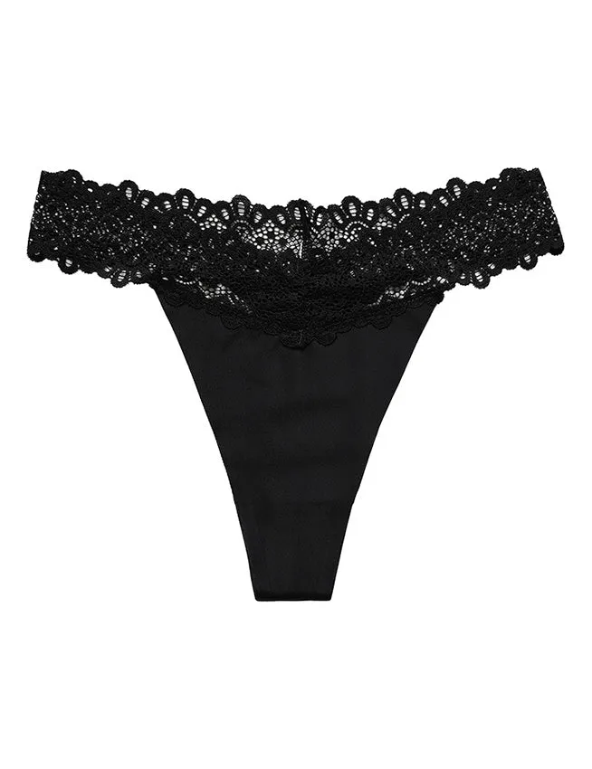 Sexy Lace Stitching Ice Silk Seamless Women Underwear