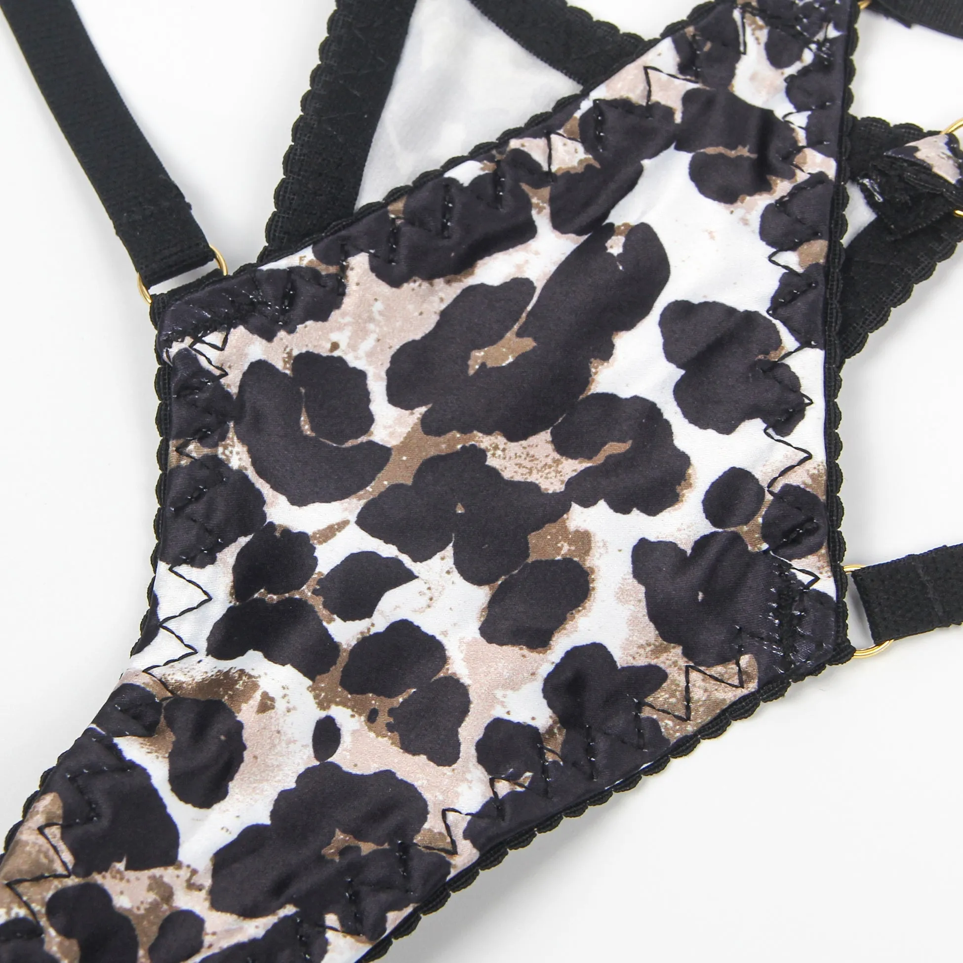 Sexy Leopard Egypt Print strappy Bra Set