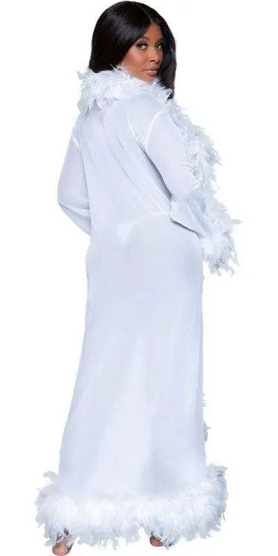 Sexy Long Boa Glamour Robe in White