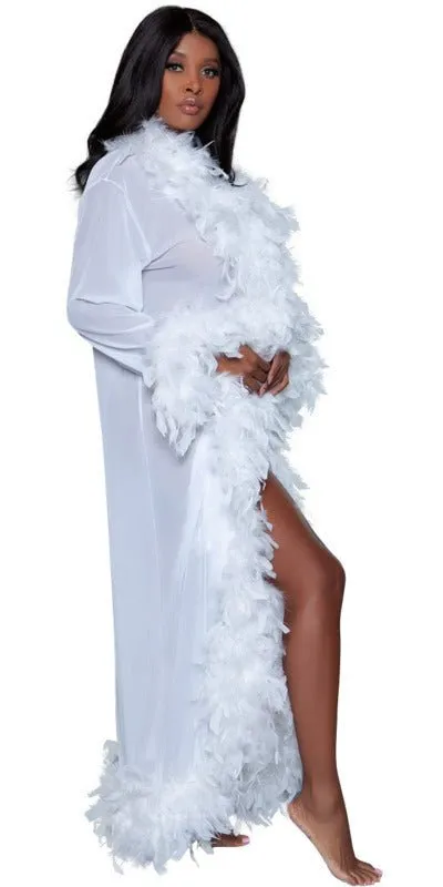 Sexy Long Boa Glamour Robe in White