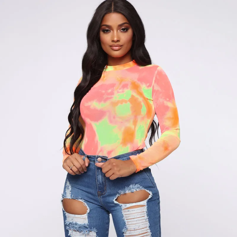 Sexy Long Sleeve O Neck Skinny Party Bodysuits
