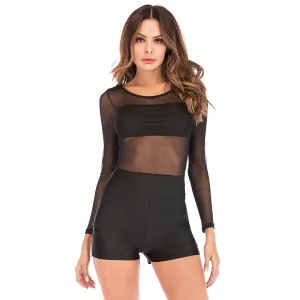 Sexy Mesh Long Sleeve Bodysuit