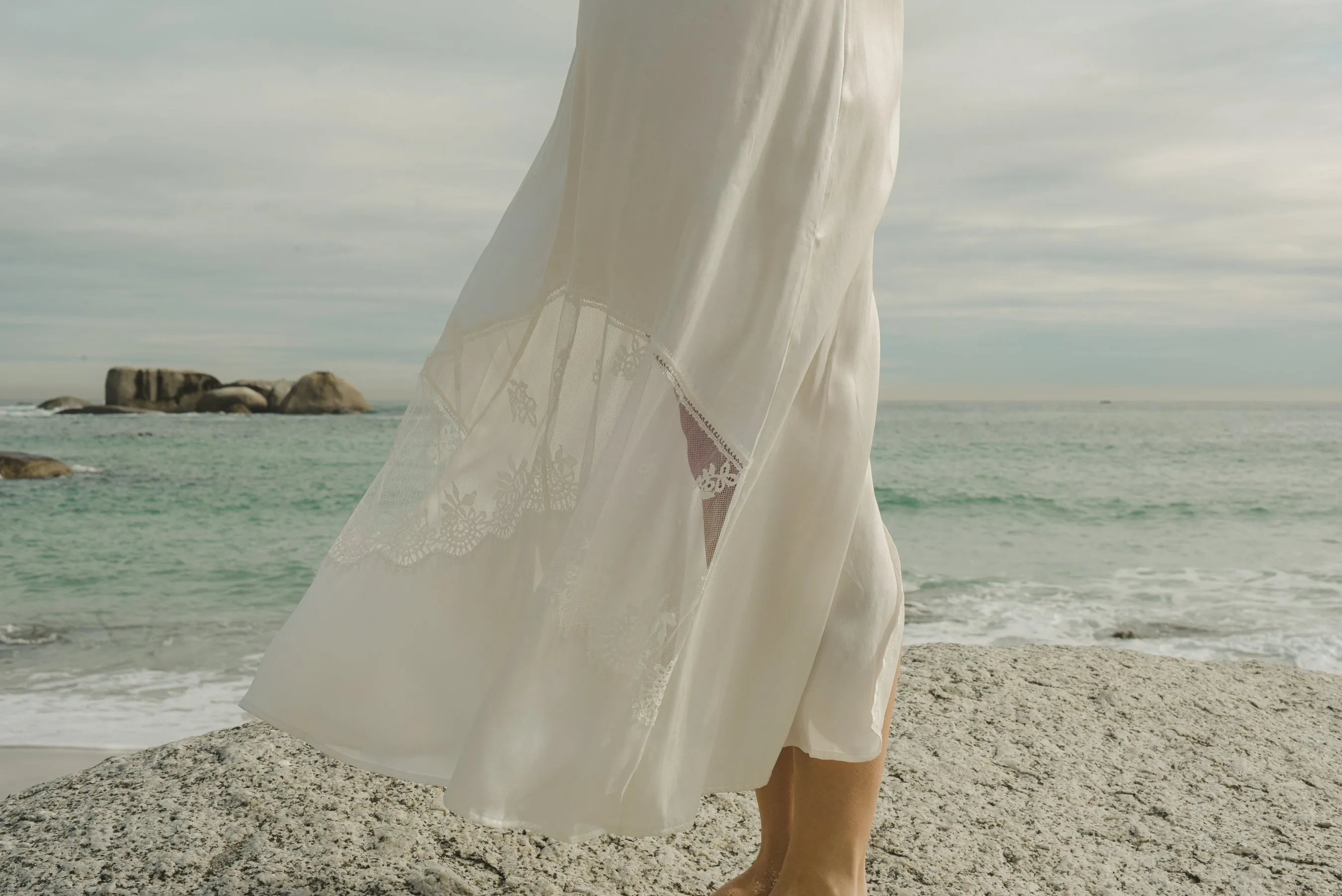 Shell Belle Couture Voyage Silk and Lace Long Nightdress