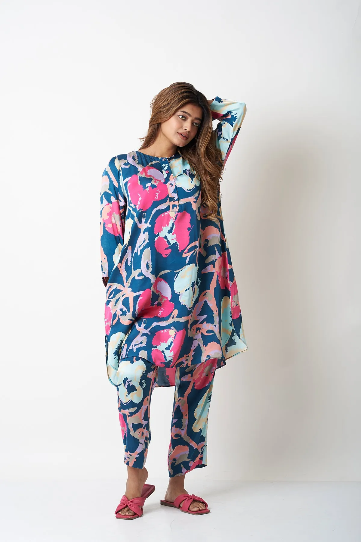 SHORT LENGTH CO-ORD SET - TEAL BLUE