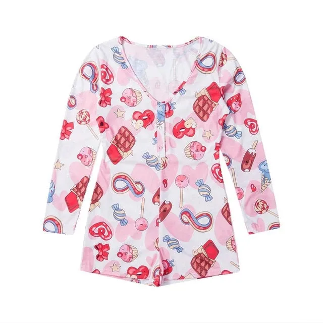 Short Long Sleve Bodysuit Romper Pajama