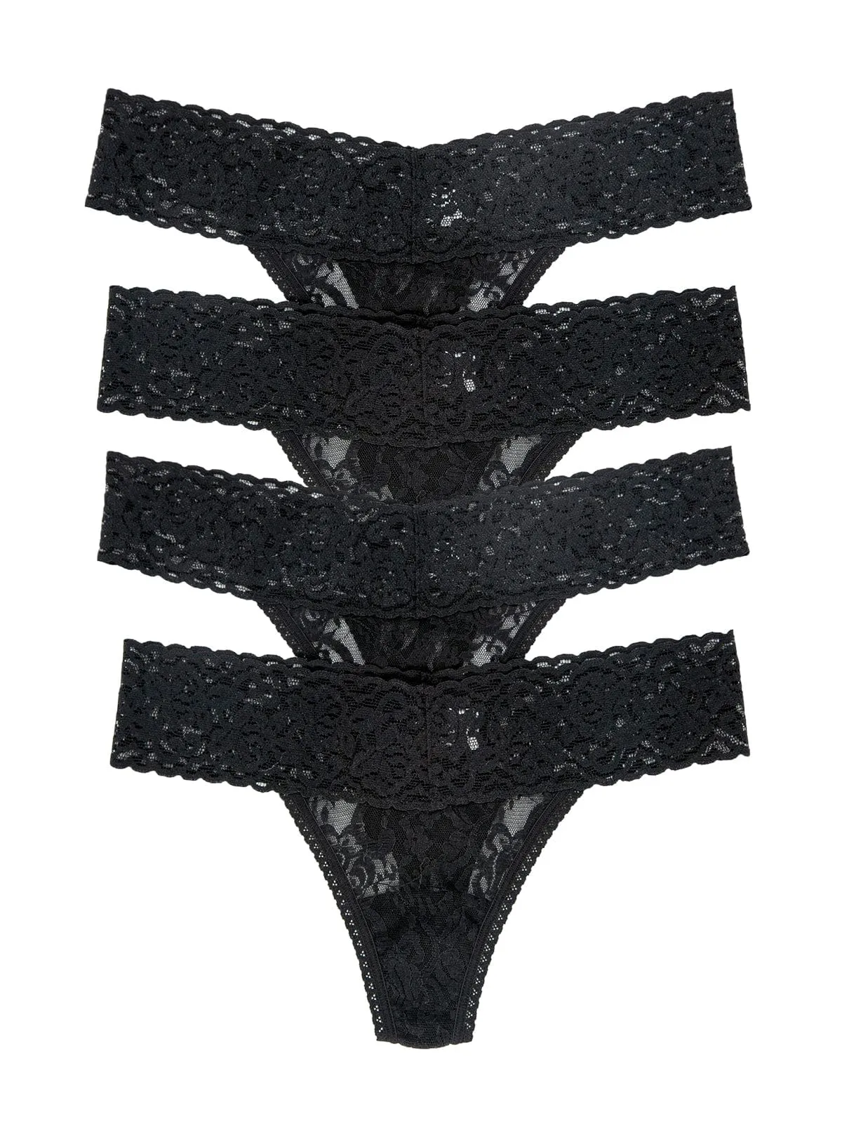 Signature Stretch Lace Low Rise Thong 4-Pack