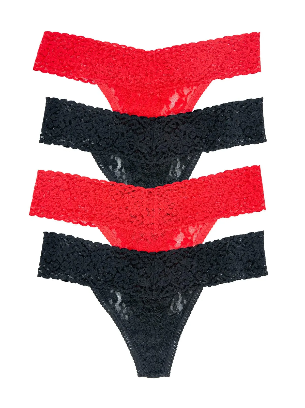 Signature Stretch Lace Low Rise Thong 4-Pack