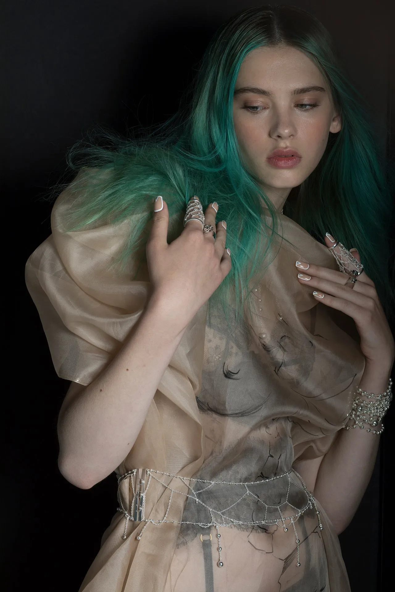 Silk Organza Painted Maxi Dress