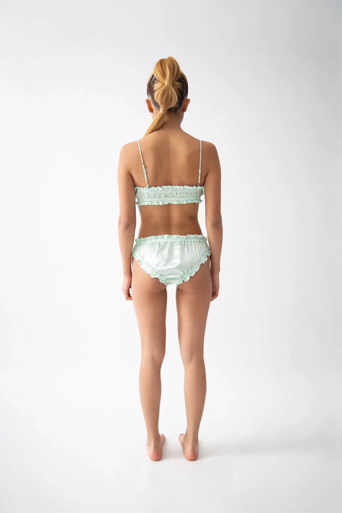 Silk Scalloped Panties in Mint
