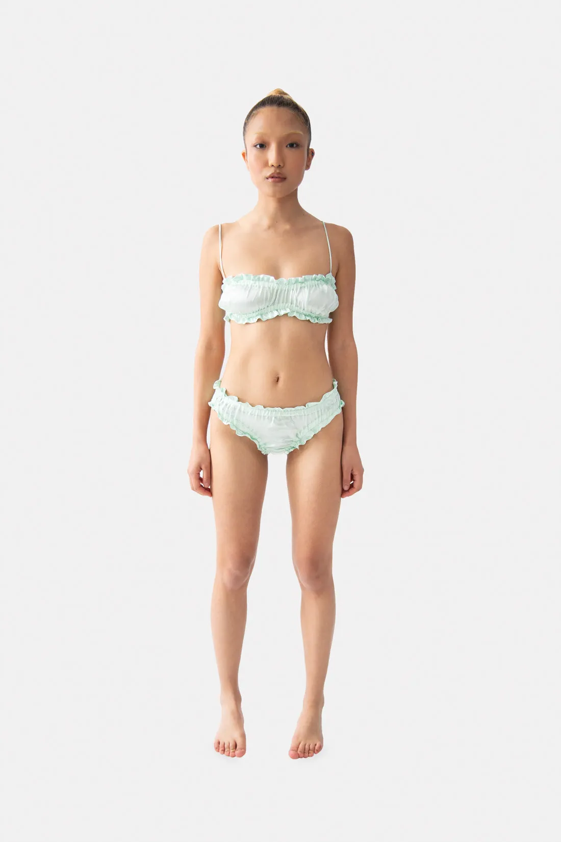 Silk Scalloped Panties in Mint