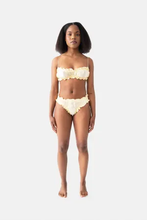 Silk Scalloped Panties in Yellow