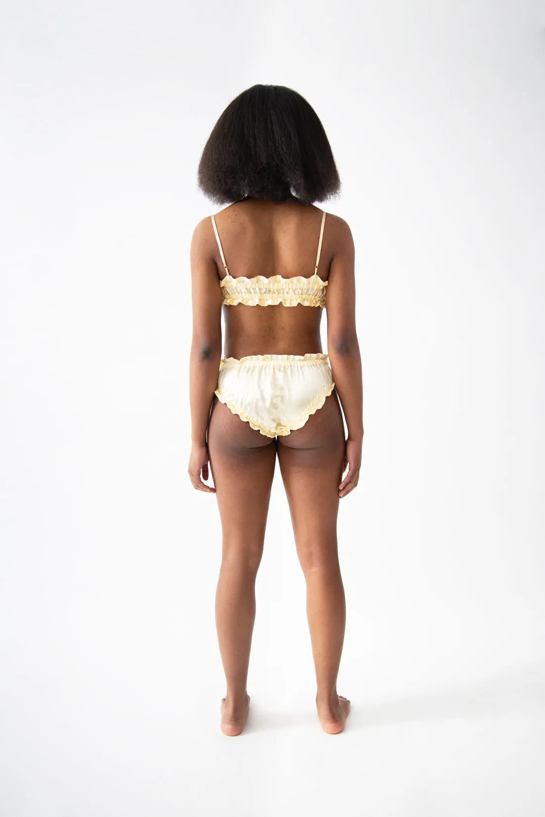 Silk Scalloped Panties in Yellow