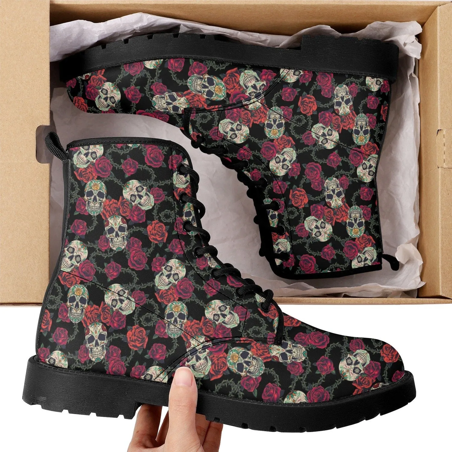 Skulls and Roses Womens Leather Boots