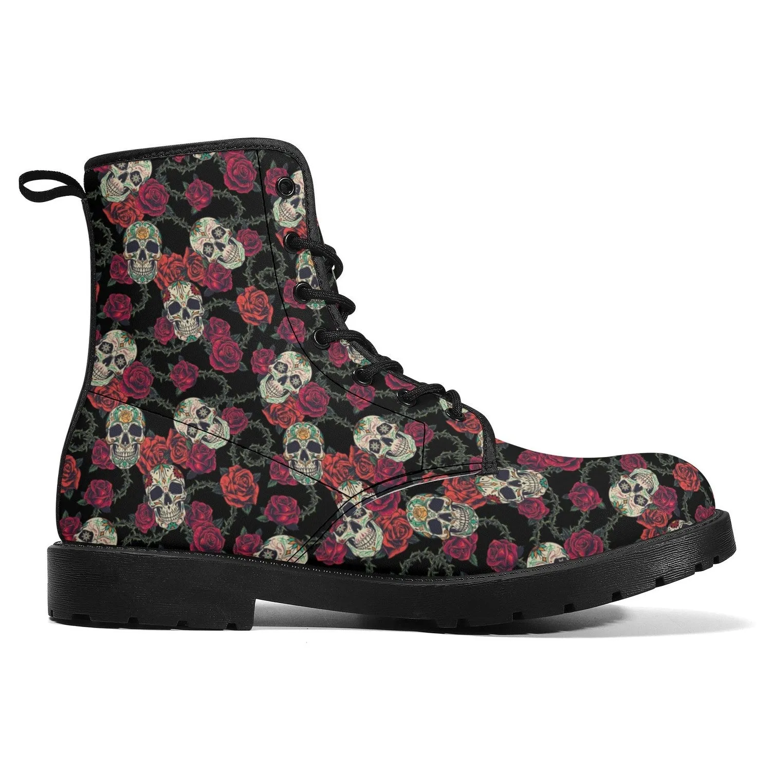 Skulls and Roses Womens Leather Boots
