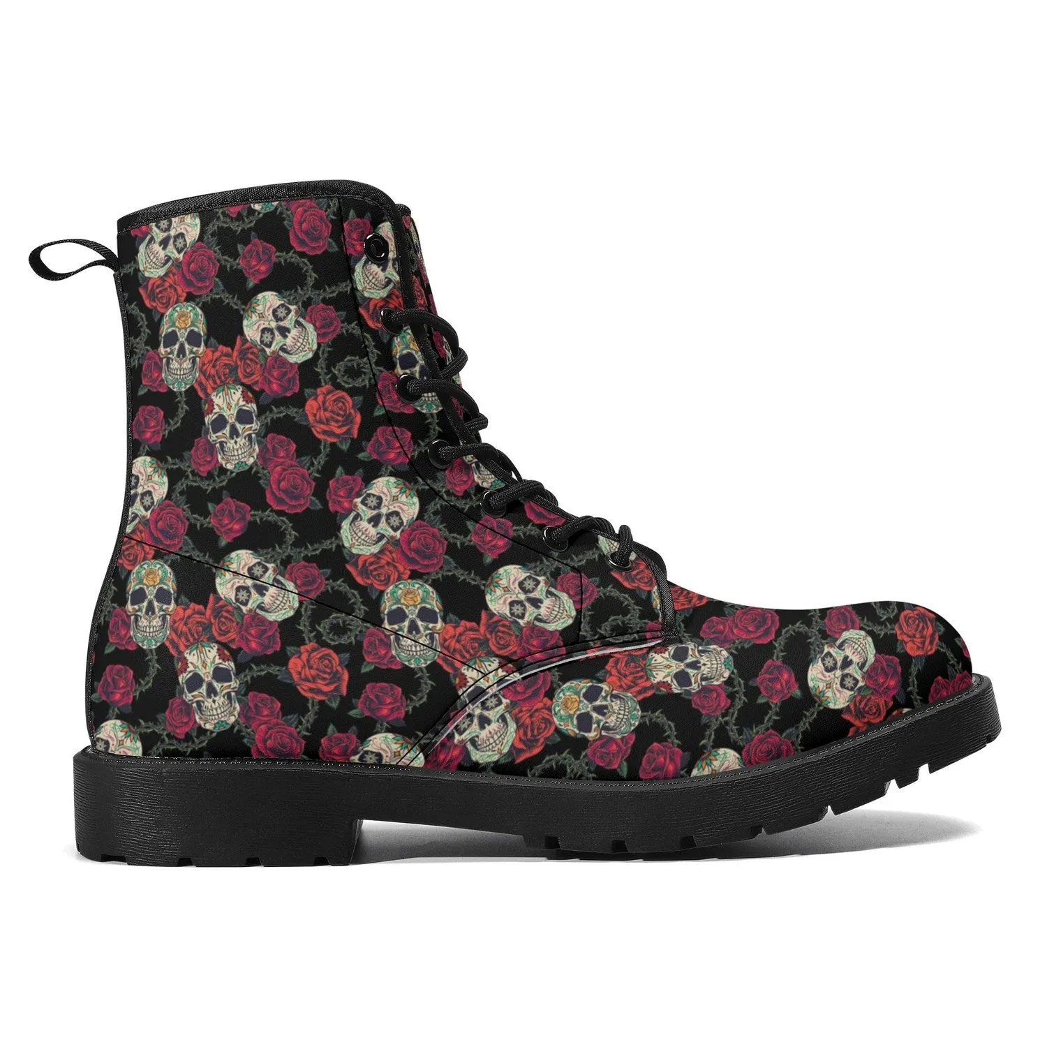 Skulls and Roses Womens Leather Boots