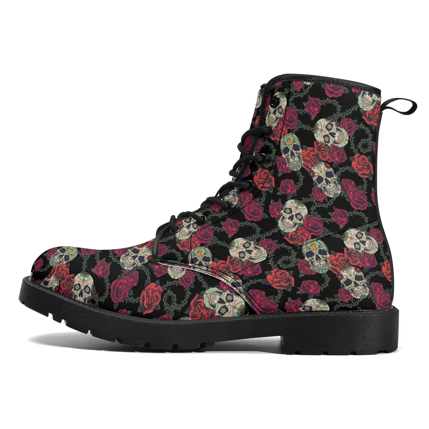 Skulls and Roses Womens Leather Boots