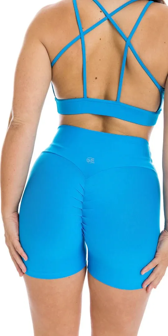 Sky Blue Eco Scrunch Booty Shorts