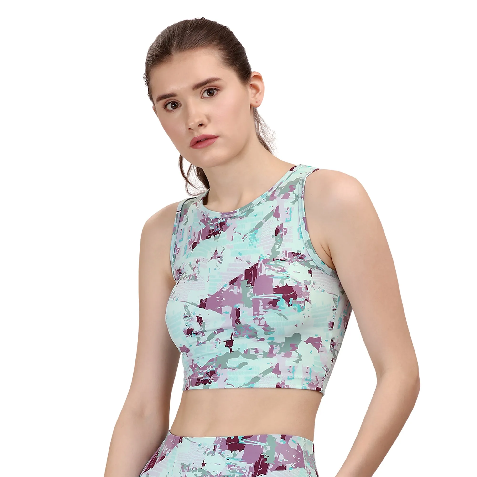 Sleeveless Activewear Printed Sports Crop Top